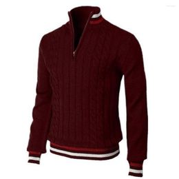 Men's Sweaters Winter Zipper Patchwork Sweater Solid Striped High Collar Sweatshirts Pullover Jumpers Oversize Turtleneck Top S-5XL