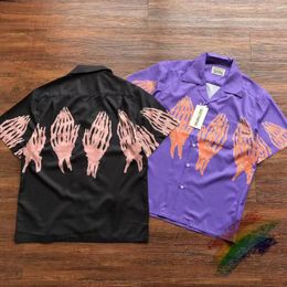 Men's Casual Shirts Skeleton Ghost Claw Full Printing WACKO MARIA Short Sleeve Men Women Hawaii Beach Loose Shirt With Tag