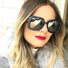 Sunglasses FENCHI Black Oversized Women Square Retro Sun Glasses Big Frame UV400 Feminino