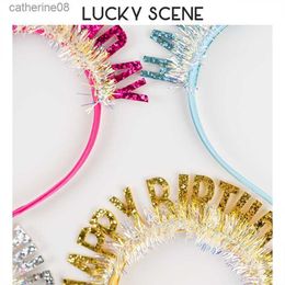 New Birthday Party Headbands Gold Blue Hair Clips Hair Ornaments Birthday Party Decoration Kids Birthday Hats S01348 L230621