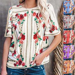 2023 Spring/Summer New Women's T-Shirt Round Neck Short Sleeve T-shirts Fashion Casual Printed Top Tees