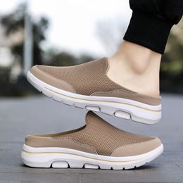 Slippers Summer Slip On Mesh Half Shoes For Men Women Slippers Men Casual Shoes Lightweight Comfortable Breathable Sandals Big Size 230713