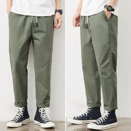 Men's Pants Men Summer Chic Mid Waist Soft Trousers Casual Cargo Ninth Male Clothes