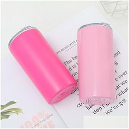 Tumblers 12Oz Straight Sublimation Skinny 7 Colours Stainless Steel Vacuum Insated St Cup Beer Portable Coffee Sippy Mugs Drop Delive Dhvbt