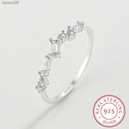 2022 NEW Trend Diamond Couple Rings For Women Real S925 Silver Rectangle Crystal Zircon Engagement Valentine Gift Jewellery L230704