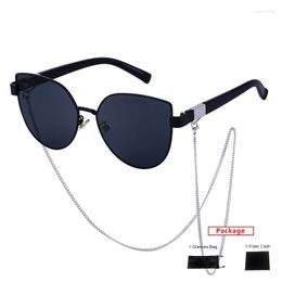 Sunglasses Mimiyou Cat Eye Chain Women Fashion Alloy Men Drive Vintage Glasses Brand UV400 Eyeglasses Shades