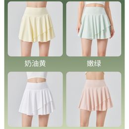 Short skirt luDouble-layer anti-slip outdoor short skirt women's quick-drying tennis skirt running fitness training outside pleated skirt