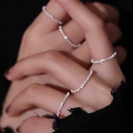New Arrived 925 Sterling Silver Sparkling Ring Simple Style Versatile Decorative Compact Index Finger Ring Women Fashion Jewelry L230704