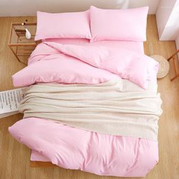 Bedding Sets Product Solid Color 4 Pcs Set Microfiber Bedclothes Navy Blue Bed Linens Duvet Cover Sheet