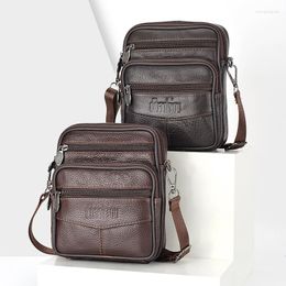 Waist Bags Men's Genuine Leather Shoulder High Quality Tote Fashion Business Man Messenger Bag Fanny Pack Phone