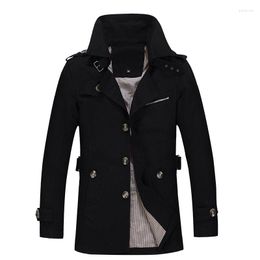 Men's Trench Coats Arrival Coat Solid Colour Autumn Outwear Simple And Fashionable Design Slim Fit Business Suit Collar Jacket Q590