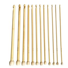 Sewing Notions & Tools 12Pcs Set 25Cm Natural Color Bamboo Single Pointed Afghan Tunisian Crochet Hooks Needles245F