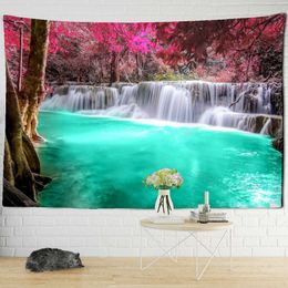 Tapestries Dome Waterfall Natural Scenery Tapestry River Scenery Wall Hanging Background Decoration Fabric Art Aesthetics Printing Deco