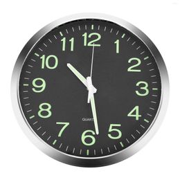 Wall Clocks 12 Inch Round Large Luminous Clock Glow In The Dark Non-Ticking Indoor Decor -Silver