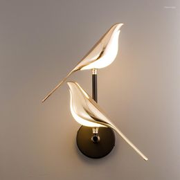 Wall Lamp FSS Nordic Gold Bird Creative Magpie LED Lights Bedroom Bedside Balcony Staircase Living Room TV Background