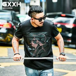 Men's T-Shirts GXXH Summer Big Tall Men's Short Sleeved T-shirt Plus Size Fat Guy Oversized Smoking Man Printed Tee Shirt 7XL 6XL 5XL 4XL 2XL L230715