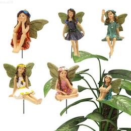 Garden Decorations New Fairy Garden 6pcs Miniature Fairies Figurines Accessories For Outdoor Decor Decorations Ornament L230715