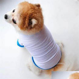 Dog Apparel Sublimation Blanks Clothes White Blank Puppy Shirts Solid Colour Small Dogs T Shirt Cotton Outwear Pet Supplies 2 Colours Dhfcz