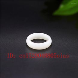 Cluster Rings Natural White Hetian Jade Ring Chinese Jadeite Amulet Fashion Charm Jewelry Hand Carved Crafts Gifts For Women Men