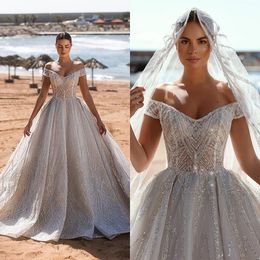 Jonuesque A-line Wedding Dresses Bateau Illusion Sequins Backless Zipper Pleats Chapel Gown Custom Made Zipper Plus Size Bridal Dress Vestidos De Novia