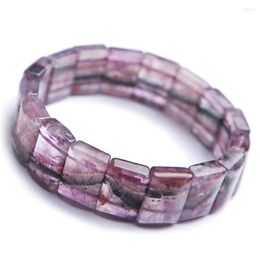 Strand Genuine Purple Natural Stone Bracelets Bangles Women Female Stretch Crystal Rectangle Bead Auralite 23 Bracelet