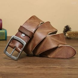 Belts 3.8CM Top Quality Men's Do Old Retro Fold Belt Fashion Cowskin Real Genuine Leather Strap Male Pin Buckle Jeans For Men