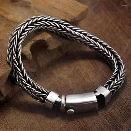 Strand Pure Handmade Woven Bracelet Retro Domineering Bold Men's Personalised Keel Engraved