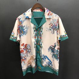 Mens Casual Shirts Summer Men Hawaiian Streetwear Vintage Panelled Contrasting Animal Print Beach Shirt Hip Hop Tropical Holiday Tops 230714