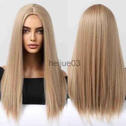 Synthetic Wigs Cosplay Hair Light Brown Synthetic Wigs Long Straight Hair Daily Wig for Black Women Daily Use Heat Resistant Female Wig x0715