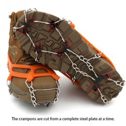 Crampons 1 Pair Snow Non Slip Climbing Shoe Cover Cleats Ice Gripper for Spikes Hiking Winter Manganese Steel Overshoes p230714