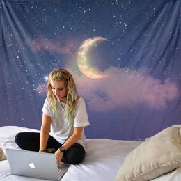 Tapestries Dome Cameras Moon Tapestry Wall Hanging Hippie Flower Wall Carpets Dorm Decor Starry Sky Carpet Kawaii Room Decor