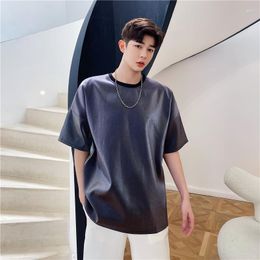 Men's T Shirts 2023 Summer Korean Fashion Polarized Light Short Sleeve Shirt Men Women Harajuku Casual Silk Tshirt Tops