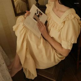 Women's Sleepwear High Quality Vintage Nightgown Princess Lace Home Nightdress Ankle Length Dress Pyjamas For Women Cotton