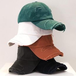 Ball Caps Solid Spring Summer Women Cotton Baseball Cap Fashion Ripped Hip Hop Men Vintag Outdoor Visor Casual Sun Hat