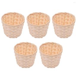 Dinnerware Sets Lip Gloss Bread Basket Fruit Container Snack Bamboo Woven Storage Indoor House Plants