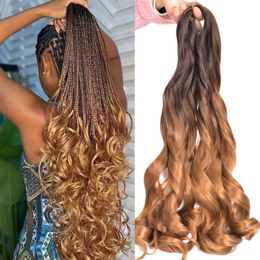 French Curl Braiding Hair 22 Inch Pre Stretched Bouncy Braiding Hair Loose Wave Braiding Hair 75G/PCS French Curly Crochet Hair LS04