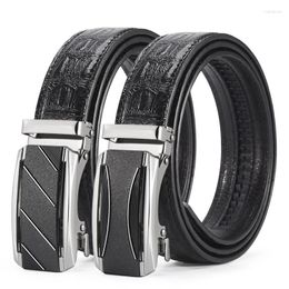 Belts Men'S Automatic Button Crocodile Grain PU Belt Young And Middle-Aged Business Versatile Imitation Leather Iron Buckle A3351