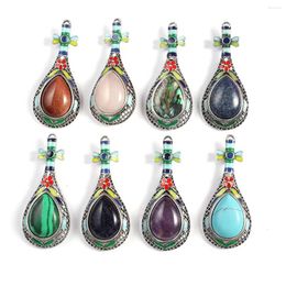 Pendant Necklaces 5 PCS Wholesale Charm Eastern Culture Harp Alloy Natural Stone Jewellery National Style DIY Making Necklace Accessories Gi