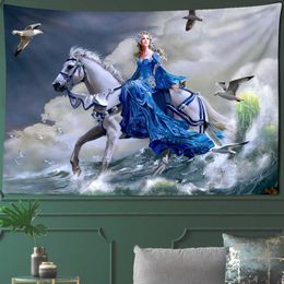 Tapestries Dome Cameras Princess Tapestry Riding A White Horse Living Room Bedroom Porch Wall Hanging Decoration Girl's Room Background Decoration Cloth