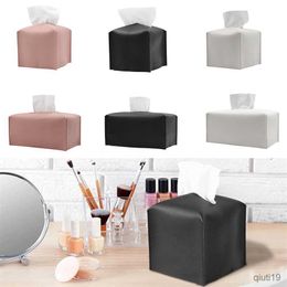 Tissue Boxes Napkins Tissue Box Cover Holder Square Decoration PU Leather Facial Tissues Case Roll Paper Dispenser For Bathroom Vanity Countertop R230715
