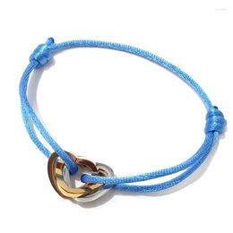 Bangle Top Quality Simple Tricolor Steel Heart Style Tricyclic 16 Colors Cotton Rope Bracelet Bracelets For Women Gift Fashion Jewelry