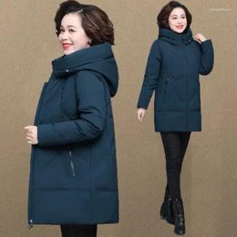 Women's Trench Coats Women Midi-length Padded Jacket Female Hooded Parkas Coat Ladies Winter Thick Warm Cotton Outwear G447