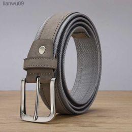 Luxury Genuine Leather Men's Belt Nubuck Suede Oxford Cloth Alloy Pin Buckle Casual Designer Belt Men Spot Wholesale L230704