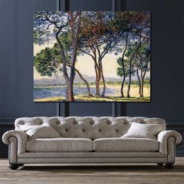 Impressionist Canvas Art Trees by The Seashore at Antibes Handmade Claude Monet Painting Landscape Modern Living Room Decor