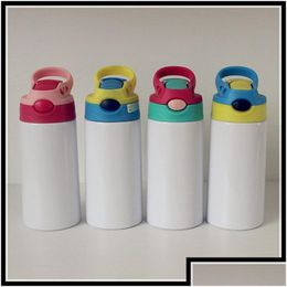 Tumblers Diy Sublimation 12Oz Watter Bottle Blank Straight Tumbler Stainless Steel Sippy Cup 350Ml St Cups Good Quality For Kids 80 Dhz3R