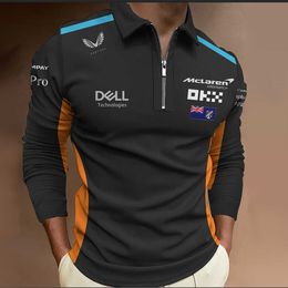 New Hot F1 Formula 1 Racing Mclaren 81 Mens Polo Shirt Long-sleeved Outdoor Sports Breathable Zipper Polos Top 4l2o NXZ1