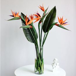 Faux Floral Greenery Large Bird of Paradise Artificial Tropical Flower Faux Heaven Bird Plant for Home Office Garden Decor Flower Arrangement 230714