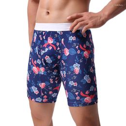 Underpants Sexy Men Plus Size Fruit Print Smooth Solid Big U Convex Pouch Underwear Half-length Boxers Underpant Jocks Straps Gay Wear