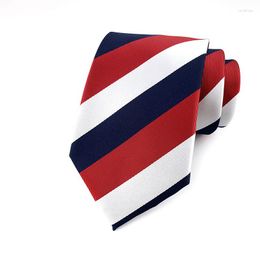 Bow Ties Fashion Silk Necktie Mens Wine Red White Blue Striped For Party Wedding Business Long Corbatas Para Hombre YUU10