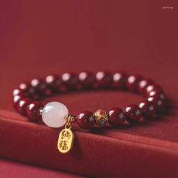 Strand Natural Cinnabar Bracelet White Jade Jewellery Girl Gift Nafu Brand Pendant Niche Simple